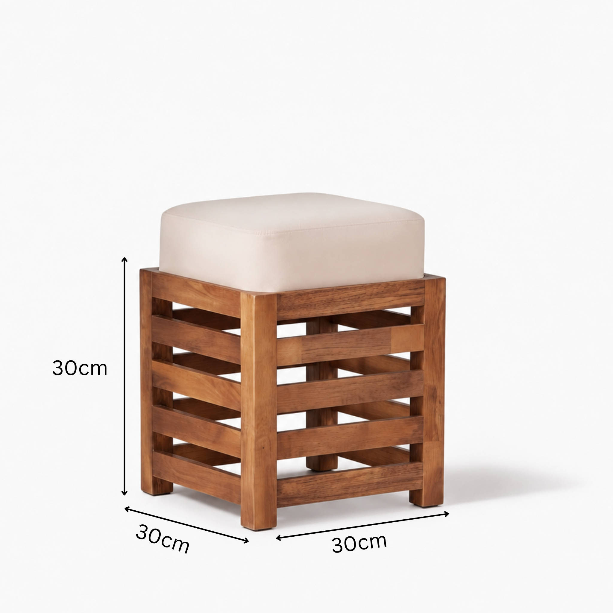 12-Inch Solid Wood Square Stool