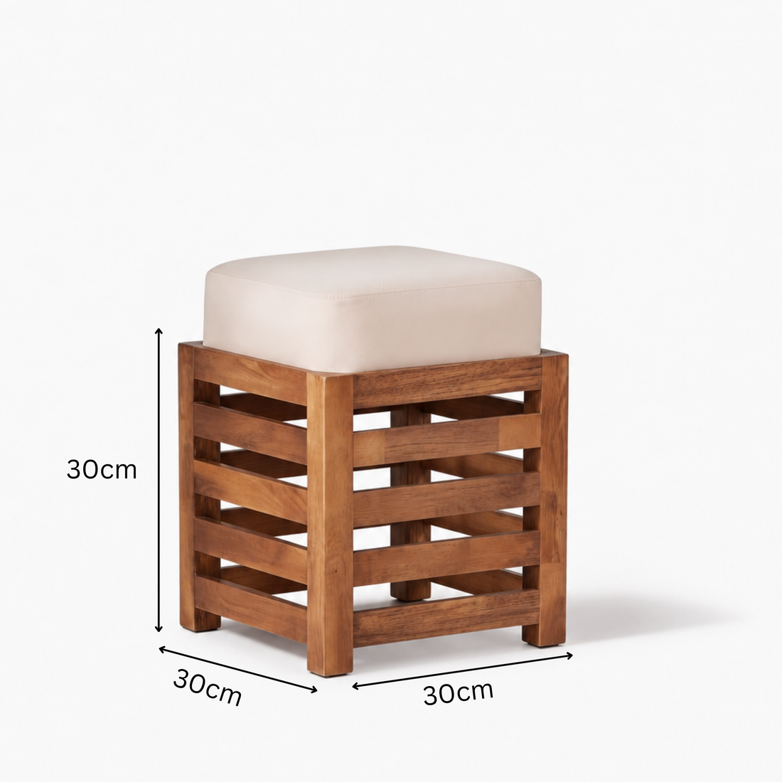 12-Inch Solid Wood Square Stool