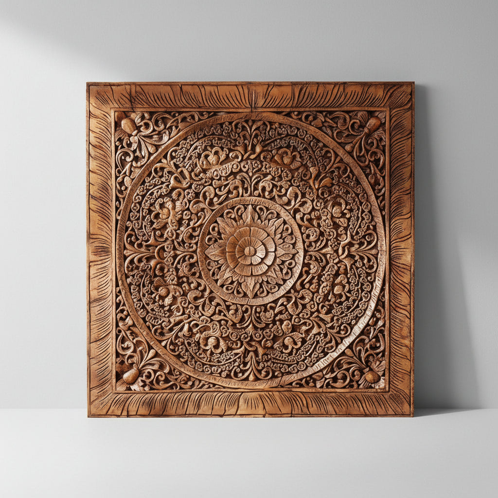 Decorative Wooden Wall Panel – Antique Brown (3×3 ft) 