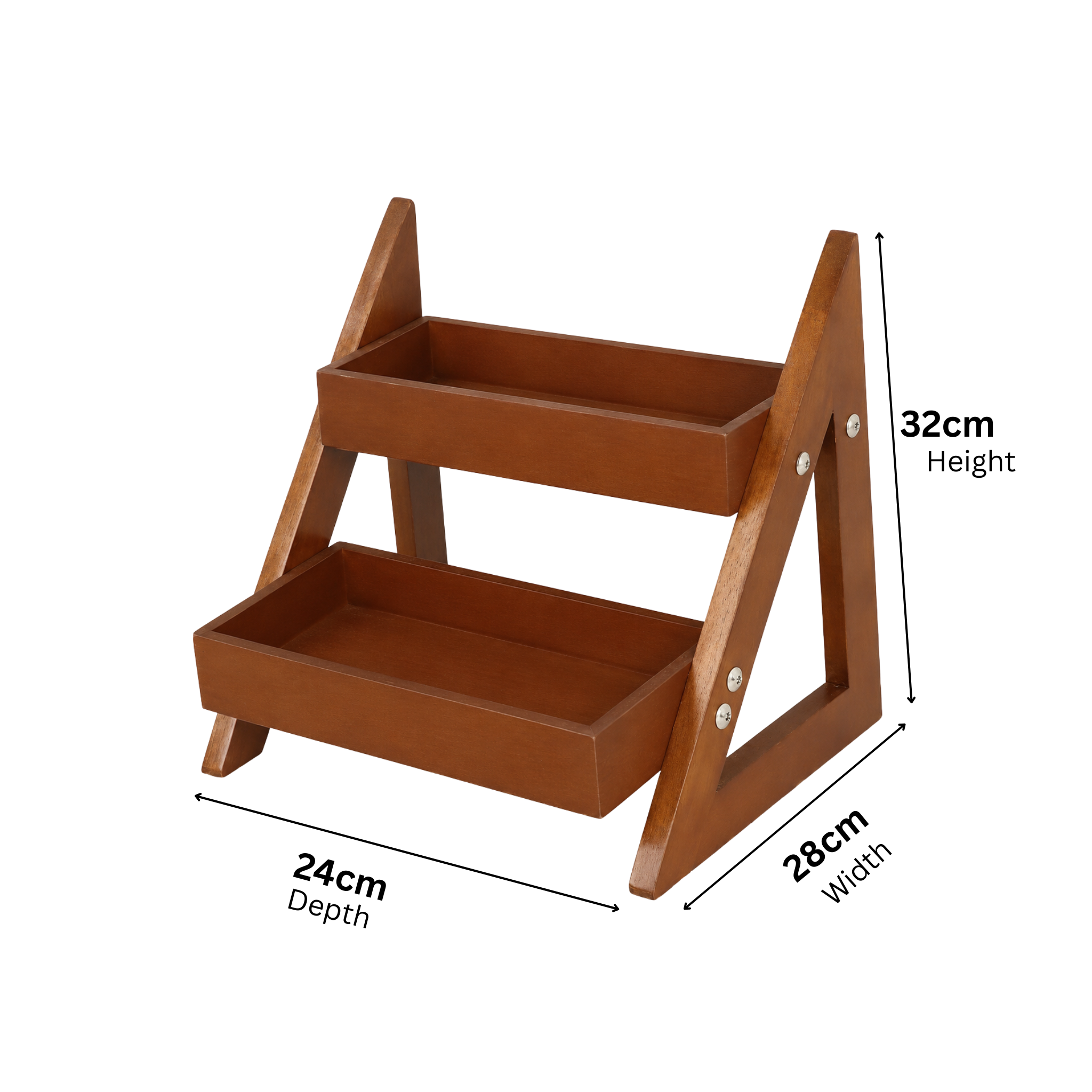2-Tier Triangular Wooden Spice Rack