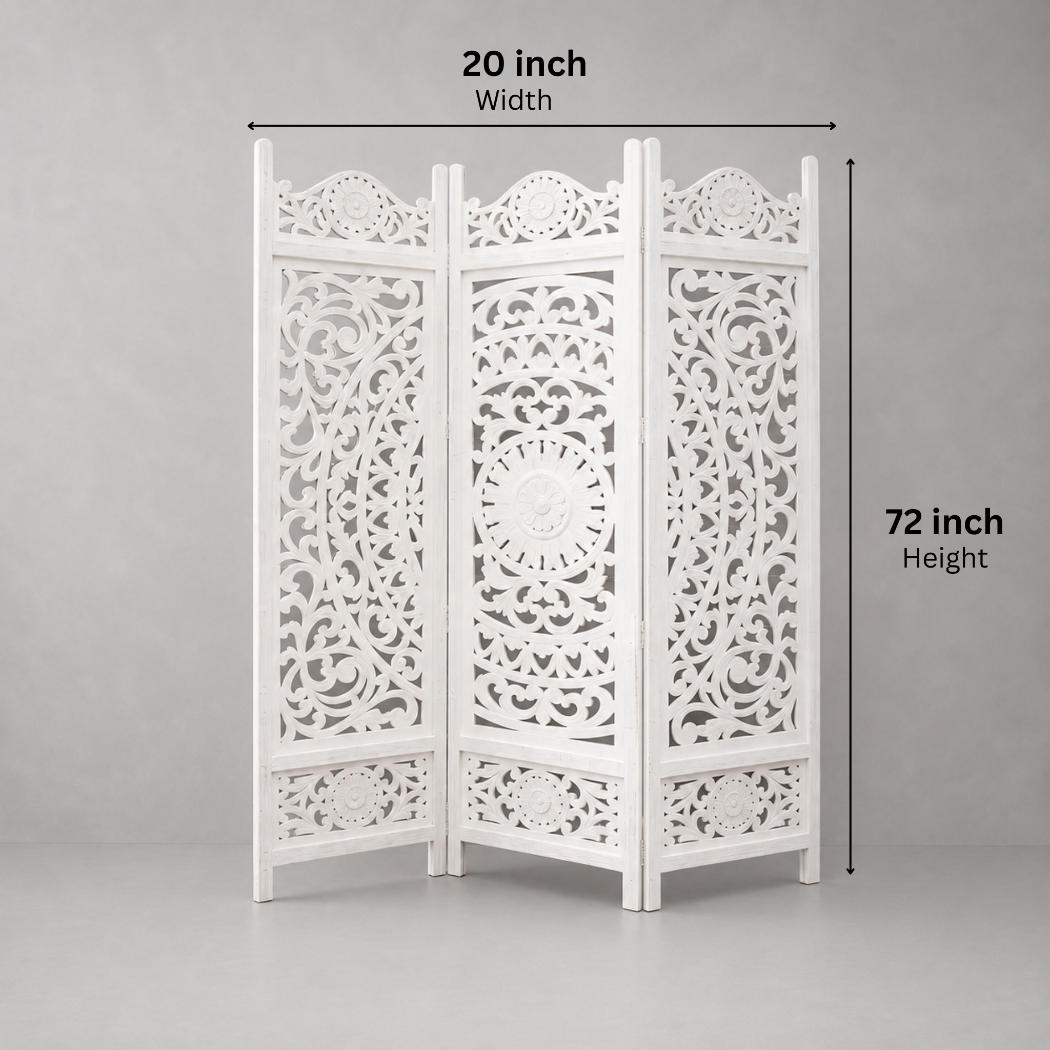 3-Panel Wooden Room Divider – White 