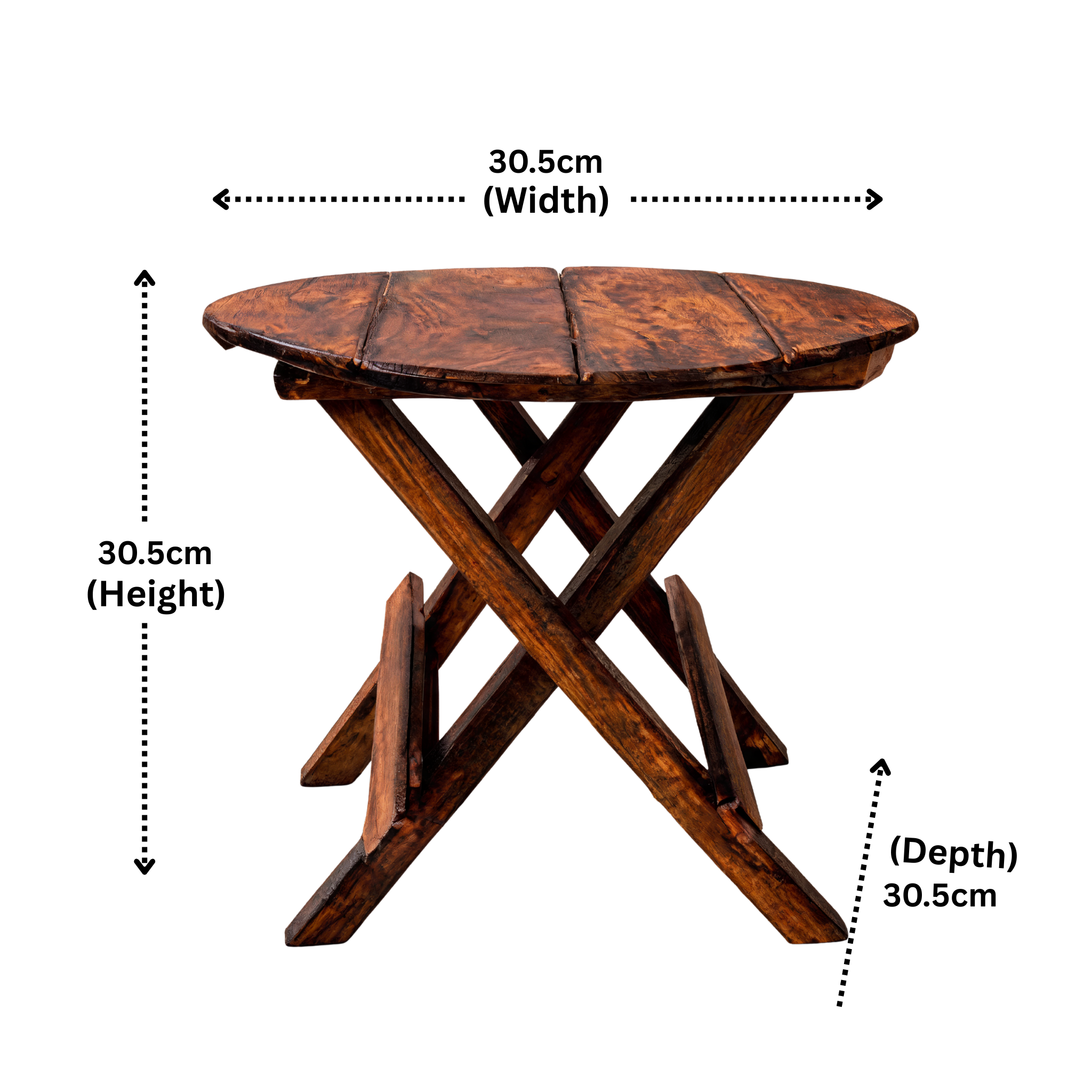 Foldable Round Wooden Coffee Table – Brown