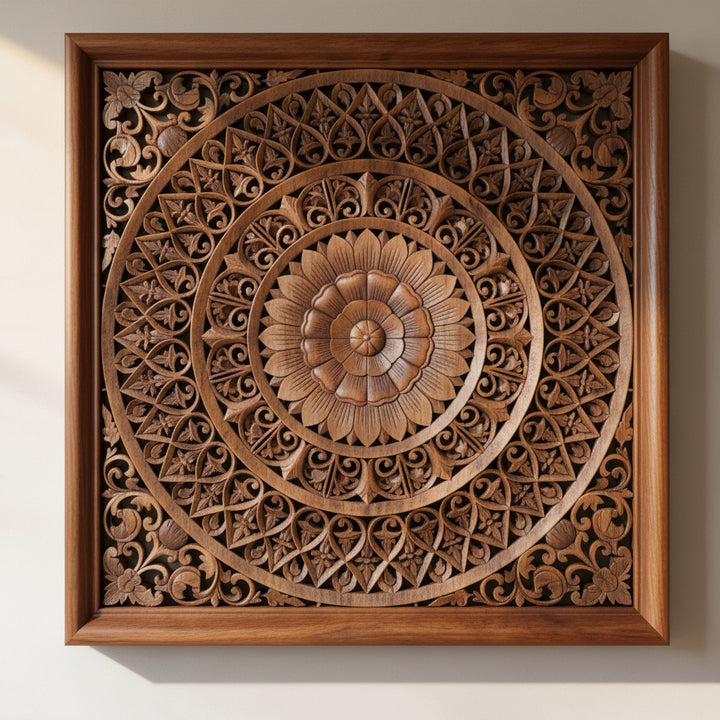 Decorative Wooden Wall Panel – Brown (3×3 ft)