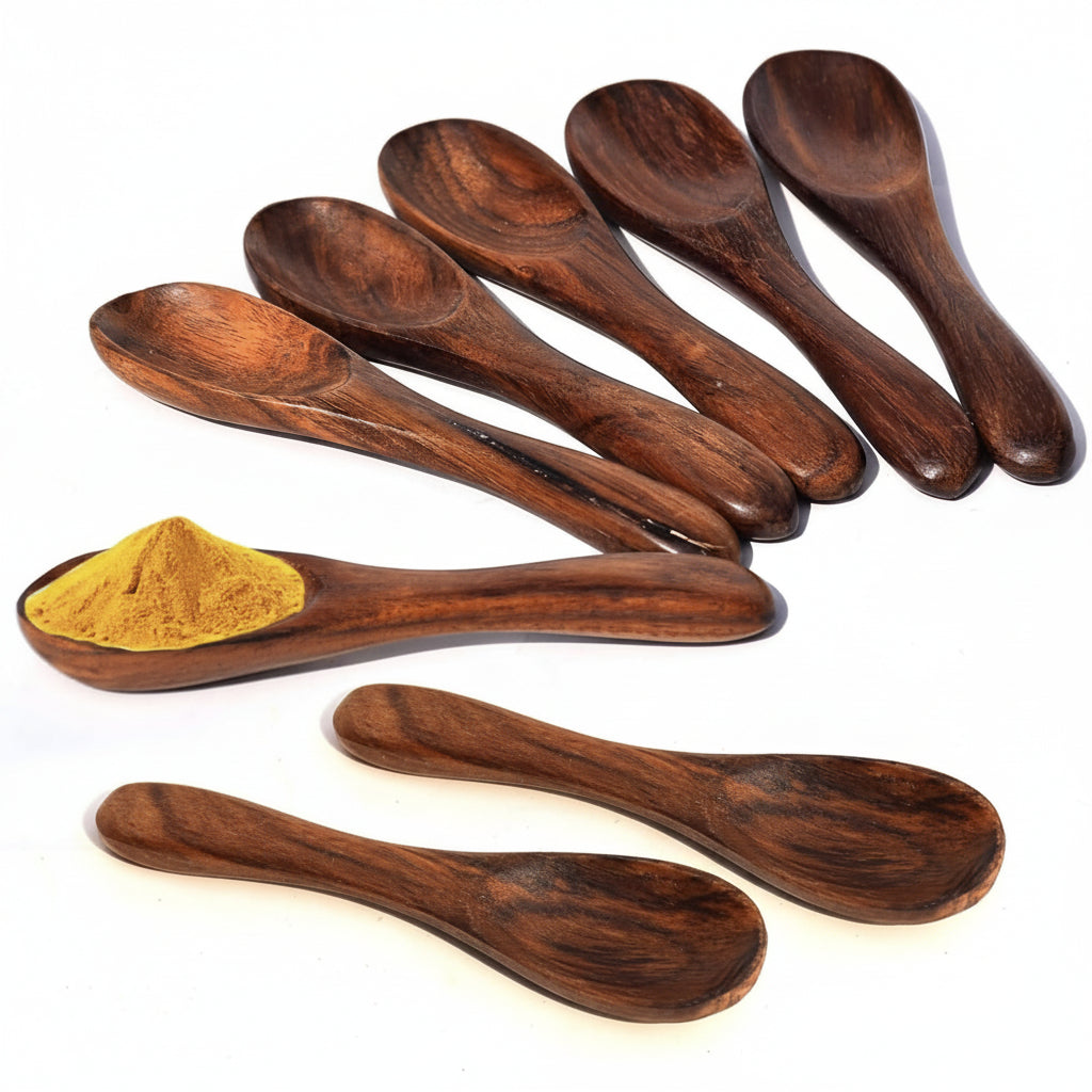 Set of 12 Handmade Sheesham Wood Mini Spoons (4-Inch)