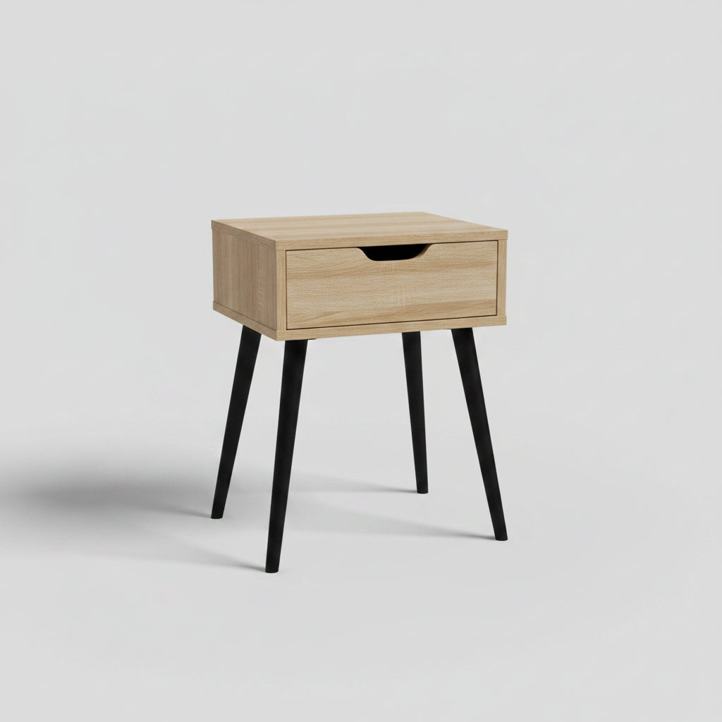 Compact Mid-Century Bedside Table with Storage