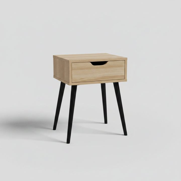 Compact Mid-Century Bedside Table with Storage