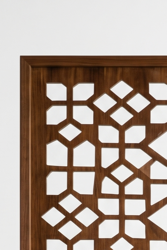Wooden Room Divider – Teak Finish (8×4 ft) 